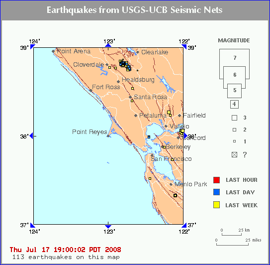 recent earthquakes in california. Map of recent earthquakes in